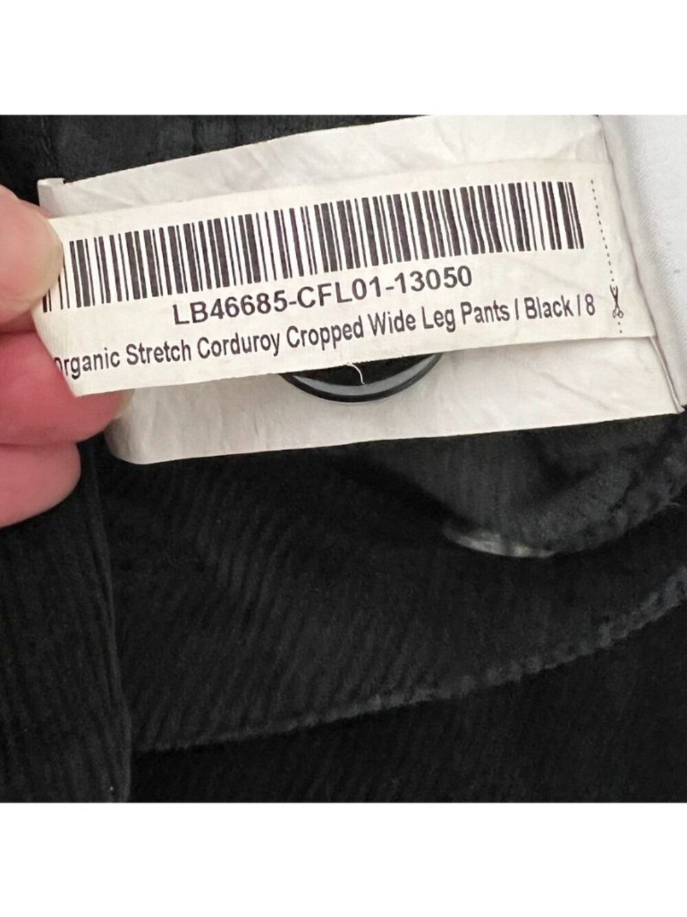 Quince Organic Stretch Corduroy Cropped Wide Leg Pants Black Sz 8 Quiet Luxury - Picture 6 of 14